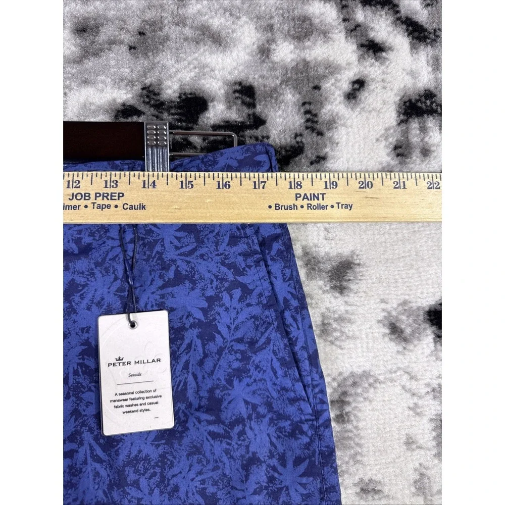 New Peter Millar Seaside Palms Poplin Shorts Mens Size 34 Navy Golf Preppy Comfy